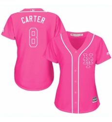 Women's Majestic New York Mets #8 Gary Carter Replica Pink Fashion Cool Base MLB Jersey