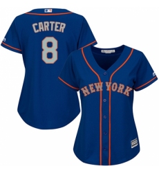 Women's Majestic New York Mets #8 Gary Carter Replica Royal Blue Alternate Road Cool Base MLB Jersey