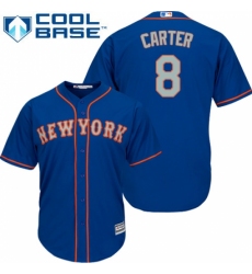 Youth Majestic New York Mets #8 Gary Carter Replica Royal Blue Alternate Road Cool Base MLB Jersey