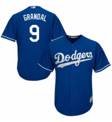 Men's Majestic Los Angeles Dodgers #9 Yasmani Grandal Authentic Royal Blue Alternate Cool Base MLB Jersey