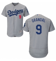 Men's Majestic Los Angeles Dodgers #9 Yasmani Grandal Gray Alternate Road Flexbase Authentic Collection MLB Jersey