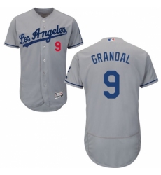 Men's Majestic Los Angeles Dodgers #9 Yasmani Grandal Grey Flexbase Authentic Collection MLB Jersey