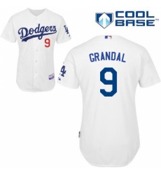 Men's Majestic Los Angeles Dodgers #9 Yasmani Grandal Replica White Home Cool Base MLB Jersey