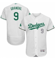 Men's Majestic Los Angeles Dodgers #9 Yasmani Grandal White Celtic Flexbase Authentic Collection MLB Jersey