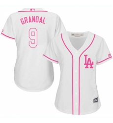 Women's Majestic Los Angeles Dodgers #9 Yasmani Grandal Authentic White Fashion Cool Base MLB Jersey