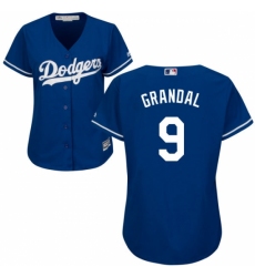 Women's Majestic Los Angeles Dodgers #9 Yasmani Grandal Replica Royal Blue Alternate Cool Base MLB Jersey