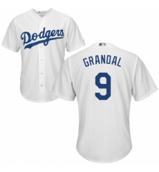 Youth Majestic Los Angeles Dodgers #9 Yasmani Grandal Replica White Home Cool Base MLB Jersey