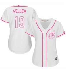 Women's Majestic Cleveland Indians #19 Bob Feller Replica White Fashion Cool Base MLB Jersey