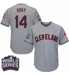 Youth Majestic Cleveland Indians #14 Larry Doby Authentic Grey Road 2016 World Series Bound Cool Base MLB Jersey