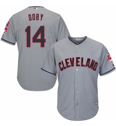 Youth Majestic Cleveland Indians #14 Larry Doby Replica Grey Road Cool Base MLB Jersey