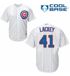 Men's Majestic Chicago Cubs #41 John Lackey Replica White Home Cool Base MLB Jersey