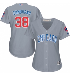 Women's Majestic Chicago Cubs #38 Carlos Zambrano Replica Grey Road MLB Jersey