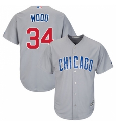 Men's Majestic Chicago Cubs #34 Kerry Wood Replica Grey Road Cool Base MLB Jersey