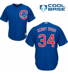 Men's Majestic Chicago Cubs #34 Kerry Wood Replica Royal Blue Alternate Cool Base MLB Jersey