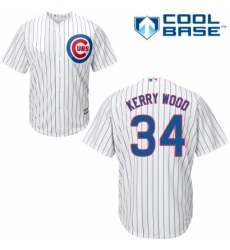 Men's Majestic Chicago Cubs #34 Kerry Wood Replica White Home Cool Base MLB Jersey