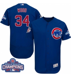 Men's Majestic Chicago Cubs #34 Kerry Wood Royal Blue 2016 World Series Champions Flexbase Authentic Collection MLB Jersey