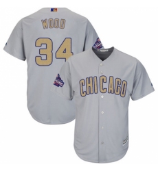 Women's Majestic Chicago Cubs #34 Kerry Wood Authentic Gray 2017 Gold Champion MLB Jersey