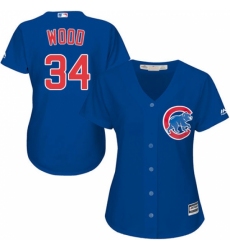 Women's Majestic Chicago Cubs #34 Kerry Wood Replica Royal Blue Alternate MLB Jersey