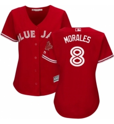 Women's Majestic Toronto Blue Jays #8 Kendrys Morales Authentic Scarlet Alternate MLB Jersey