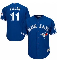 Men's Majestic Toronto Blue Jays #11 Kevin Pillar Replica Blue Alternate 40th Anniversary Patch MLB Jersey