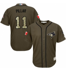 Men's Majestic Toronto Blue Jays #11 Kevin Pillar Replica Green Salute to Service MLB Jersey