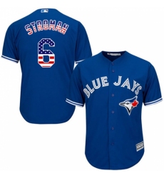 Men's Majestic Toronto Blue Jays #6 Marcus Stroman Authentic Royal Blue USA Flag Fashion MLB Jersey