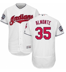 Men's Majestic Cleveland Indians #35 Abraham Almonte White 2016 World Series Bound Flexbase Authentic Collection MLB Jersey