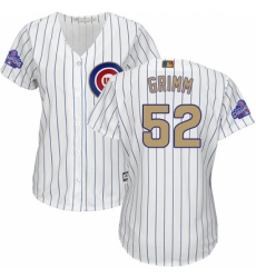 Women's Majestic Chicago Cubs #52 Justin Grimm Authentic White 2017 Gold Program MLB Jersey