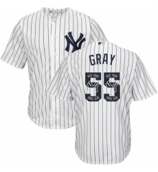 Men's Majestic New York Yankees #55 Sonny Gray Authentic White Team Logo Fashion MLB Jersey