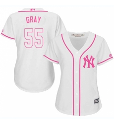 Women's Majestic New York Yankees #55 Sonny Gray Authentic White Fashion Cool Base MLB Jersey