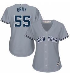 Women's Majestic New York Yankees #55 Sonny Gray Replica Grey Road MLB Jersey