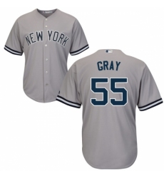 Youth Majestic New York Yankees #55 Sonny Gray Replica Grey Road MLB Jersey