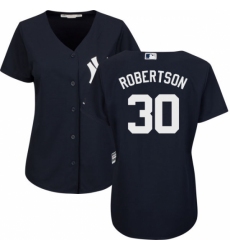 Women's Majestic New York Yankees #30 David Robertson Authentic Navy Blue Alternate MLB Jersey