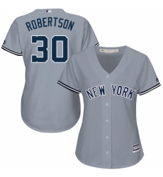 Women's Majestic New York Yankees #30 David Robertson Replica Grey Road MLB Jersey