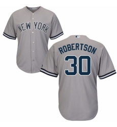 Youth Majestic New York Yankees #30 David Robertson Replica Grey Road MLB Jersey