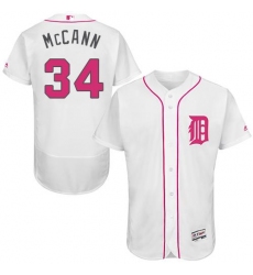 Men's Detroit Tigers #34 James McCann White Flexbase Authentic Collection Mothers Day Stitched MLB Jersey