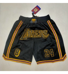 Men's Los Angeles Lakers 8-24 Black Kobe Bryant Shorts