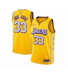 Youth Los Angeles Lakers #33 Kareem Abdul-Jabbar Swingman Gold Basketball Jersey - 2019 20 City Edition