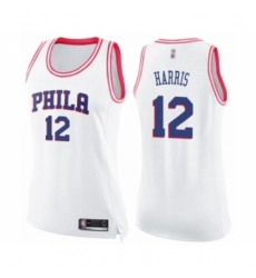 Women's Philadelphia 76ers #12 Tobias Harris Swingman White Pink Fashion Basketball Jersey