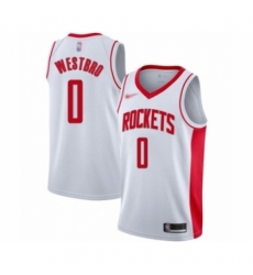 Youth Houston Rockets #0 Russell Westbrook Swingman White Finished Basketball Jersey - Association Edition