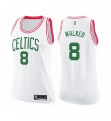 Women's Boston Celtics #8 Kemba Walker Swingman White Pink Fashion Basketball Jersey