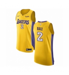 Men's Los Angeles Lakers #2 Lonzo Ball Authentic Gold Home Basketball Jersey - Icon Edition