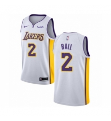 Men's Los Angeles Lakers #2 Lonzo Ball Authentic White Basketball Jersey - Association Edition