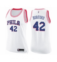 Women's Philadelphia 76ers #42 Al Horford Swingman White Pink Fashion Basketball Jersey