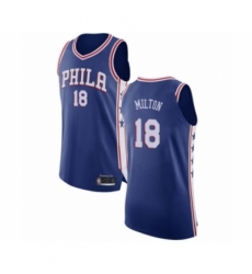 Men's Philadelphia 76ers #18 Shake Milton Authentic Blue Basketball Jersey - Icon Edition