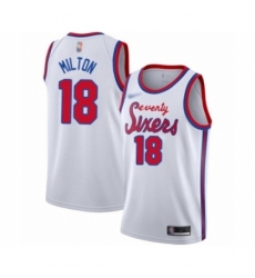 Men's Philadelphia 76ers #18 Shake Milton Authentic White Hardwood Classics Basketball Jersey