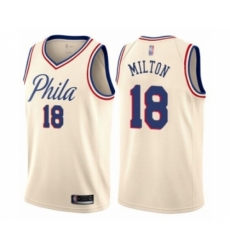 Women's Philadelphia 76ers #18 Shake Milton Swingman Cream Basketball Jersey - City Edition