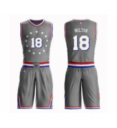 Women's Philadelphia 76ers #18 Shake Milton Swingman Gray Basketball Suit Jersey - City Edition