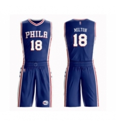 Youth Philadelphia 76ers #18 Shake Milton Swingman Blue Basketball Suit Jersey - Icon Edition