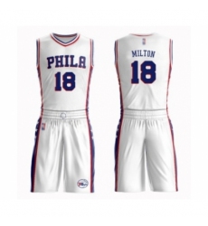 Youth Philadelphia 76ers #18 Shake Milton Swingman White Basketball Suit Jersey - Association Edition